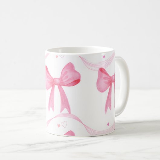 Pink,cute coffee mug with bowa コーヒーマグカップ (正面右)