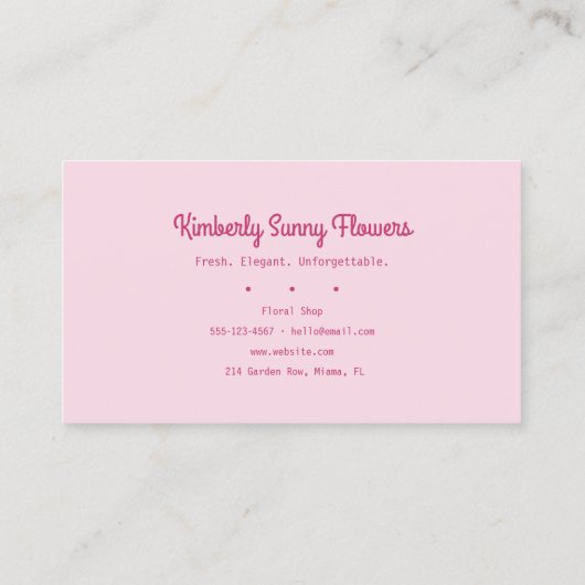 Pink Cute Florist Shop 名刺 (裏面)