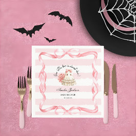 pink cute ghost little boo baby shower Invitation スタンダードカクテルナプキン