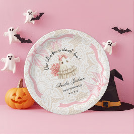 pink cute ghost little boo baby shower Invitation ペーパープレート