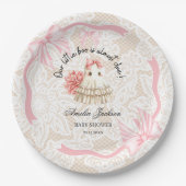 pink cute ghost little boo baby shower Invitation ペーパープレート (正面)