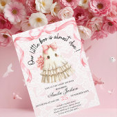 pink cute ghost little boo baby shower Invitation 招待状