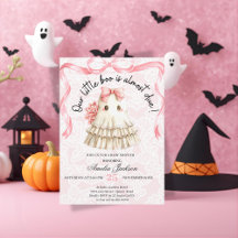 pink cute ghost little boo baby shower Invitation