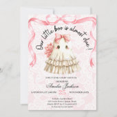 pink cute ghost little boo baby shower Invitation 招待状 (正面)