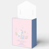 Pink Cute Girl Gingerbread Village Baby Shower フェイバーボックス (見開き)
