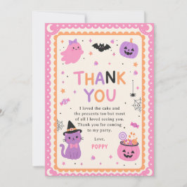 Pink Cute Halloween Ghost Birthday サンキューカード
