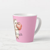 Pink Cute Hedgehog Heart Animal   カフェラテマグ (右アングル)