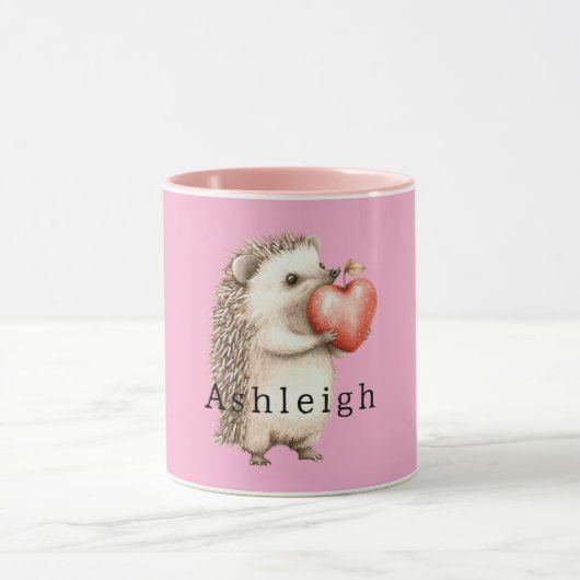 Pink Cute Hedgehog Heart Animal   マグカップ (中央)