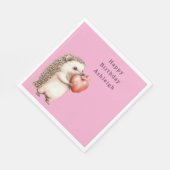 Pink Cute Hedgehog Heart Animal Birthday スタンダードランチョンナプキン (角)