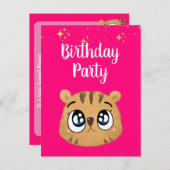 Pink Cute little tiger ポストカード (正面/裏面)