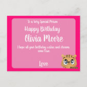 Pink Cute little tiger ポストカード (裏面)