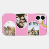 Pink Cute Modern 3 Photo Layout Custom iPhoneケース (裏面横)