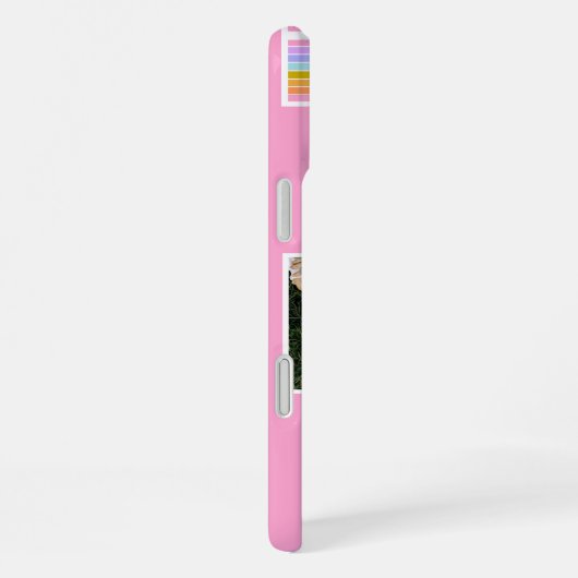 Pink Cute Modern 3 Photo Layout Custom iPhoneケース (右側面)