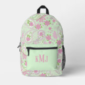 Pink Cute Paisley Monogram Personalized プリントバックパック (正面)