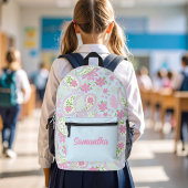 Pink Cute Paisley Pattern Blue Personalized プリントバックパック