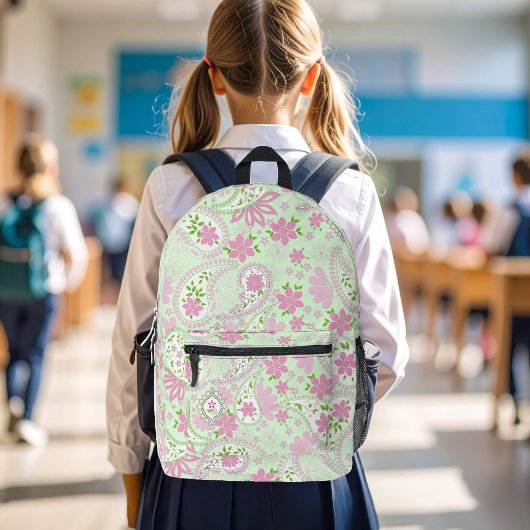 Pink Cute Paisley Pattern Chic プリントバックパック