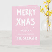 Pink, cute, sassy Christmas Card for women カード (黄色い花)