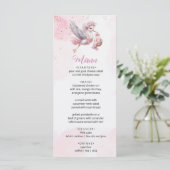 Pink & Cute Stork Baby Girl Shower Menu Card メニュー (スタンド正面)