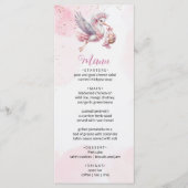 Pink & Cute Stork Baby Girl Shower Menu Card メニュー (正面)