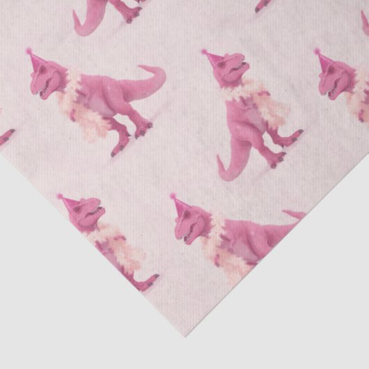 Pink cute t-rex dinasour with boa and party hat 薄葉紙 (詳細)