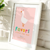 Pink Cute Two Silly Goose 2nd Birthday Favors ポスター