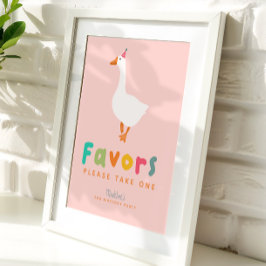 Pink Cute Two Silly Goose 2nd Birthday Favors ポスター