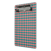 Pink Cyan Checker Diamond Pattern ミニクリップボード (アングル2)