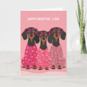  Pink Dachshund Valentine’s Day Card シーズンカード (正面)