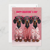  Pink Dachshund Valentine’s Day Card シーズンポストカード (正面/裏面)