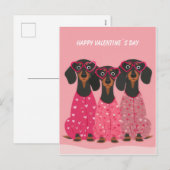  Pink Dachshund Valentine’s Day Card シーズンポストカード (正面/裏面)