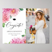 Pink Dahlia Congratulations Graduation Photo ポスター (正面)