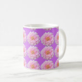 Pink Dahlia Flower Pattern Purple コーヒーマグカップ (正面右)