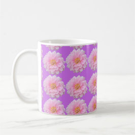 Pink Dahlia Flower Pattern Purple コーヒーマグカップ