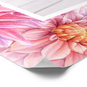 Pink Dahlia Watercolor Botanical Graduation Photo ポスター (角)