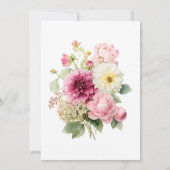 Pink Dahlia Wildflowers Gold Text Wedding | 招待状 (裏面)