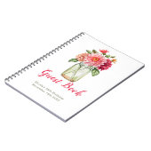 Pink Dahlias Mason Jar Birthday Party Guest Book ノートブック (左側)