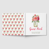 Pink Dahlias Mason Jar Bridal Shower ゲストブック (全面)