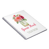 Pink Dahlias Mason Jar Bridal Shower Guest Book ノートブック (右側)