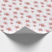 Pink Daisies & Dots on White ラッピングペーパー (角)