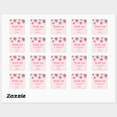Pink Daisy Baby Shower Square Thank You Sticker スクエアシール (シート)