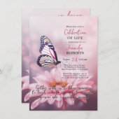 Pink Daisy Butterfly Celebration of Life | PHOTO 招待状 (正面/裏面)