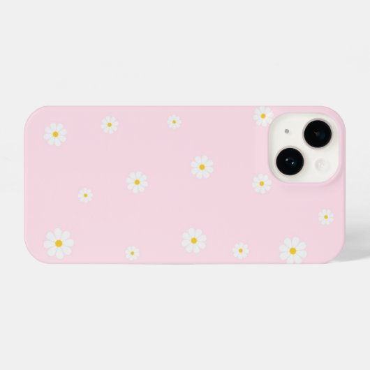 Pink Daisy Floral iPhone Case – Cute Spring Design iPhoneケース (裏面横)