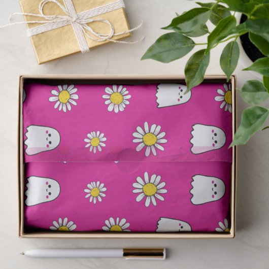 Pink Daisy Ghost Halloween 薄葉紙 (ギフト)