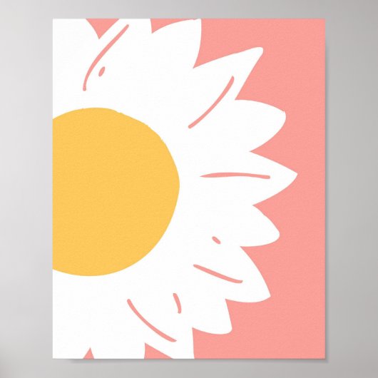 Pink Daisy – Minimalist Floral Wall Art ポスター (正面)
