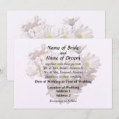 Pink Daisy Mums Heart 招待状 (正面/裏面)