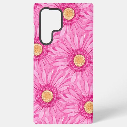 Pink daisy pattern - large samsung galaxyケース (裏面)