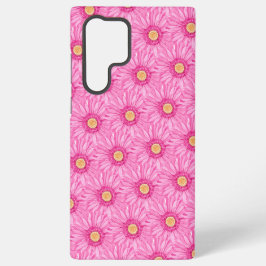 Pink daisy pattern  samsung galaxy s22 ultraケース