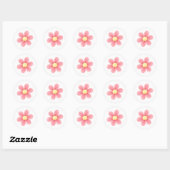 Pink Daisy Round Sticker - Cute Floral Custom ラウンドシール (シート)