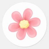 Pink Daisy Round Sticker - Cute Floral Custom ラウンドシール (正面)