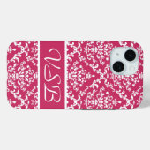 Pink Damask #1 with monogram at VictoriaShaylee Case-Mate iPhoneケース (裏面 (横))